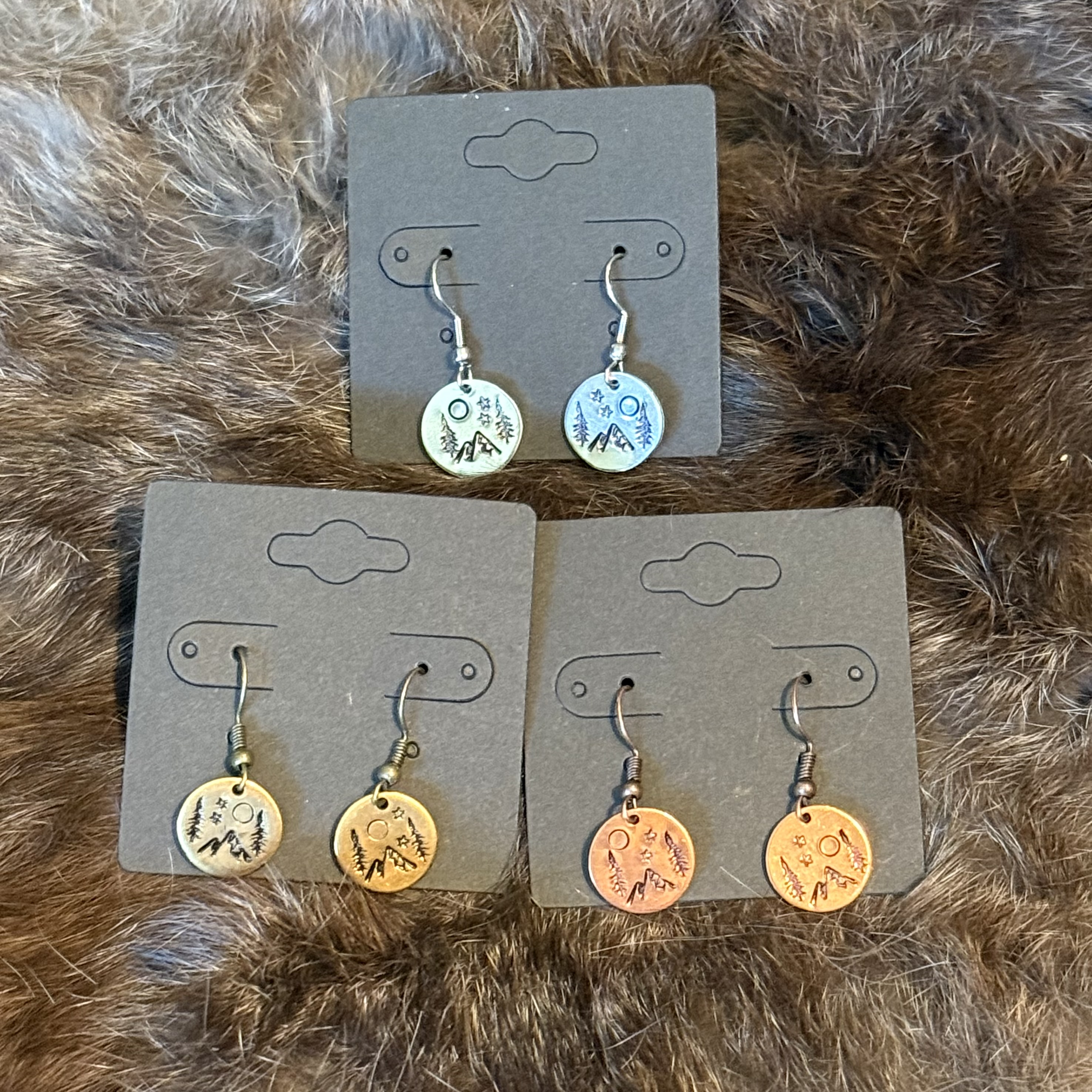 Mountain Moon Trees and Stars Earrings